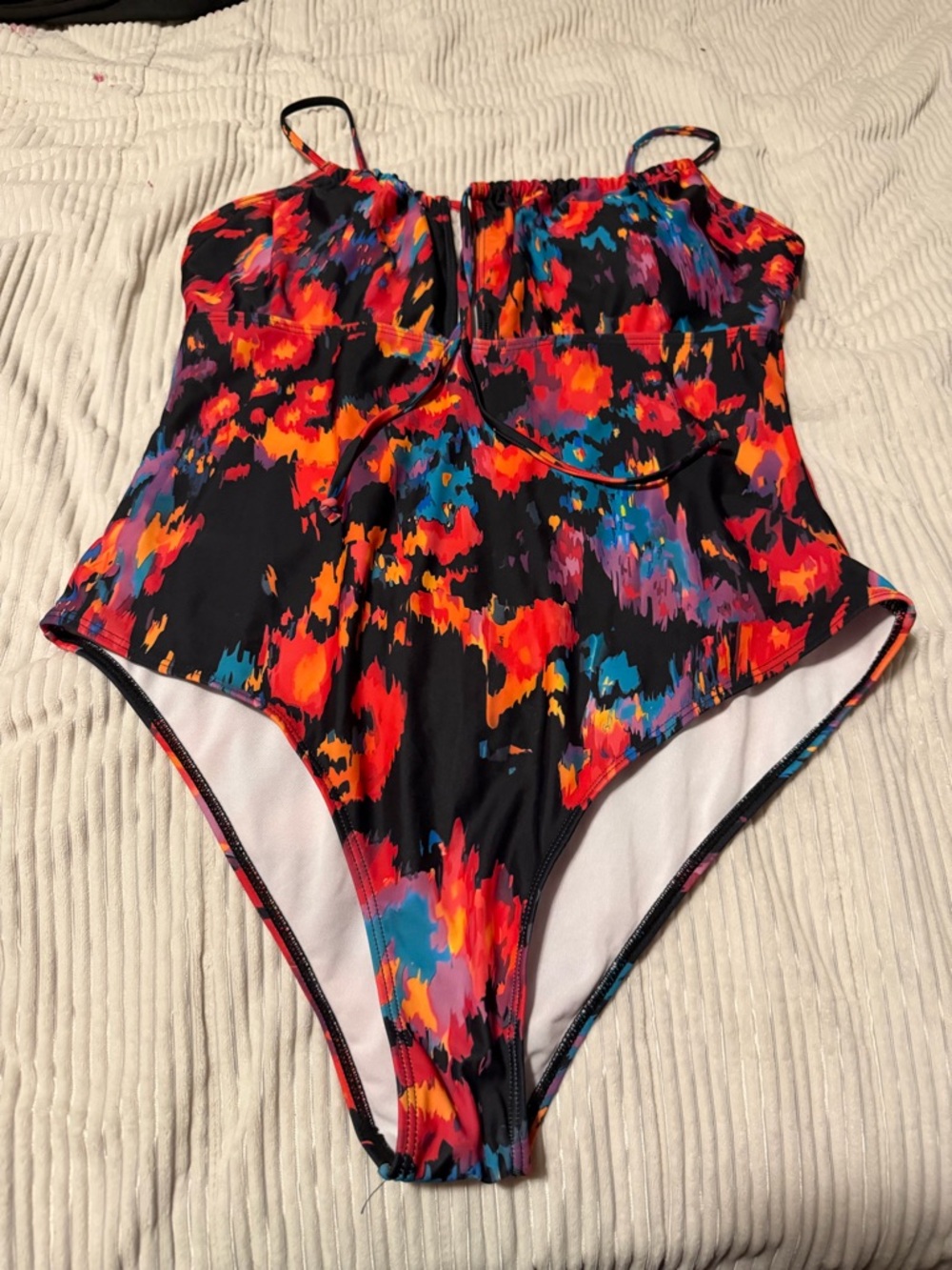 Girls Black Multicolor One-Piece Swimsuit